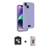 MARSİLYAN™- iPhone 14 Kılıf Vadi Çizgi Prime - Siyah Bilvis 3D Cam Ekran Koruyucu + PVD Metal Kamera Lens - SH