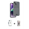 MARSİLYAN™- iPhone 14 Kılıf Vadi Çizgi Prime - Siyah Bilvis 3D Cam Ekran Koruyucu + Shine Kamera Lens - MI