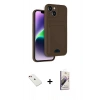 MARSİLYAN™- iPhone 14 Kılıf Vadi Çizgi Prime - Siyah Bilvis 3D Mat Cam Ekran Koruyucu + Diamond Kamera Lens - KI