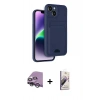 MARSİLYAN™- iPhone 14 Kılıf Vadi Çizgi Prime - Siyah Bilvis 3D Mat Cam Ekran Koruyucu + Raze Metal Kamera Lens - GS