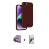 MARSİLYAN™- iPhone 14 Kılıf Vadi Çizgi Prime - Siyah Bilvis 3D Mat Cam Ekran Koruyucu + Raze Metal Kamera Lens - GS