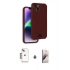 MARSİLYAN™- iPhone 14 Kılıf Vadi Çizgi Prime - Siyah Bilvis 3D Mat Cam Ekran Koruyucu + Shine Kamera Lens - KI