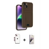 MARSİLYAN™- iPhone 14 Kılıf Vadi Çizgi Prime - Siyah Bilvis 3D Mat Cam Ekran Koruyucu + Shine Kamera Lens - KI