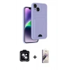 MARSİLYAN™- iPhone 14 Kılıf Vadi Çizgi Prime - Siyah Bilvis 3D Mat Cam Ekran Koruyucu + PVD Metal Kamera Lens - MI