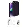 MARSİLYAN™- iPhone 14 Kılıf Vadi Çizgi Prime - Siyah Bilvis 3D Mat Cam Ekran Koruyucu + Shine Kamera Lens - MI