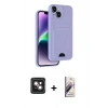 MARSİLYAN™- iPhone 14 Kılıf Vadi Çizgi Prime - Siyah Bilvis 3D Mat Cam Ekran Koruyucu + PVD Metal Kamera Lens - PE