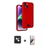 MARSİLYAN™- iPhone 14 Kılıf Vadi Çizgi Prime - Siyah Bilvis 3D Mat Cam Ekran Koruyucu + PVD Metal Kamera Lens - PE