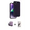 MARSİLYAN™- iPhone 14 Kılıf Vadi Çizgi Prime - Siyah Bilvis 3D Mat Cam Ekran Koruyucu + Raze Metal Kamera Lens - SH