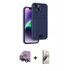 MARSİLYAN™- iPhone 14 Kılıf Vadi Çizgi Prime - Siyah Bilvis 3D Mat Cam Ekran Koruyucu + Raze Metal Kamera Lens - SH