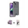 MARSİLYAN™- iPhone 14 Kılıf Vadi Çizgi Prime - Siyah Bilvis 3D Mat Cam Ekran Koruyucu + Raze Metal Kamera Lens - MR