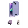 MARSİLYAN™- iPhone 14 Kılıf Vadi Çizgi Prime - Siyah Bilvis 3D Mat Cam Ekran Koruyucu + Raze Metal Kamera Lens - SH