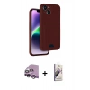 MARSİLYAN™- iPhone 14 Kılıf Vadi Çizgi Prime - Siyah Bilvis 3D Mat Cam Ekran Koruyucu + Raze Metal Kamera Lens - MR