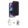 MARSİLYAN™- iPhone 14 Kılıf Vadi Çizgi Prime - Siyah Bilvis 3D Mat Cam Ekran Koruyucu + Shine Kamera Lens - GS