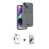 MARSİLYAN™- iPhone 14 Kılıf Vadi Çizgi Prime - Siyah Bilvis 3D Mat Cam Ekran Koruyucu + Shine Kamera Lens - SH