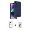 MARSİLYAN™- iPhone 14 Kılıf Vadi Çizgi Prime - Siyah Bilvis 3D Mat Cam Ekran Koruyucu + Shine Kamera Lens - SH