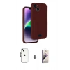MARSİLYAN™- iPhone 14 Kılıf Vadi Çizgi Prime - Siyah Bilvis 3D Mat Cam Ekran Koruyucu + Shine Kamera Lens - SH