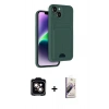 MARSİLYAN™- iPhone 14 Kılıf Vadi Çizgi Prime - Siyah Bilvis 3D Mat Cam Ekran Koruyucu + PVD Metal Kamera Lens - TU