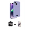 MARSİLYAN™- iPhone 14 Kılıf Vadi Çizgi Prime - Siyah Bilvis 3D Mat Cam Ekran Koruyucu + PVD Metal Kamera Lens - TU