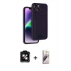 MARSİLYAN™- iPhone 14 Kılıf Vadi Çizgi Prime - Siyah Bilvis 3D Mat Cam Ekran Koruyucu + PVD Metal Kamera Lens - TU