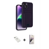 MARSİLYAN™- iPhone 14 Kılıf Vadi Çizgi Prime - Siyah Bilvis 3D Mat Cam Ekran Koruyucu + Diamond Kamera Lens - YL
