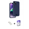 MARSİLYAN™- iPhone 14 Kılıf Vadi Çizgi Prime - Siyah Bilvis 5in1 3D Magic Cam Ekran Koruyucu + Diamond Kamera Lens - KI