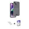 MARSİLYAN™- iPhone 14 Kılıf Vadi Çizgi Prime - Siyah Bilvis 5in1 3D Magic Cam Ekran Koruyucu + Pembe Diamond Kamera Lens