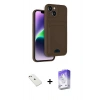 MARSİLYAN™- iPhone 14 Kılıf Vadi Çizgi Prime - Siyah Bilvis 5in1 3D Magic Cam Ekran Koruyucu + Pembe Diamond Kamera Lens