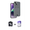 MARSİLYAN™- iPhone 14 Kılıf Vadi Çizgi Prime - Siyah Bilvis 5in1 3D Magic Cam Ekran Koruyucu + PVD Metal Kamera Lens - SH