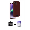 MARSİLYAN™- iPhone 14 Kılıf Vadi Çizgi Prime - Siyah Bilvis 5in1 3D Magic Cam Ekran Koruyucu + PVD Metal Kamera Lens - TU