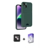 MARSİLYAN™- iPhone 14 Kılıf Vadi Çizgi Prime - Siyah Bilvis 5in1 3D Magic Cam Ekran Koruyucu + PVD Metal Kamera Lens - PE