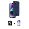 MARSİLYAN™- iPhone 14 Kılıf Vadi Çizgi Prime - Siyah Bilvis 5in1 3D Magic Cam Ekran Koruyucu + PVD Metal Kamera Lens - MI