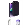 MARSİLYAN™- iPhone 14 Kılıf Vadi Çizgi Prime - Siyah Bilvis 5in1 3D Magic Cam Ekran Koruyucu + Shine Kamera Lens - SH
