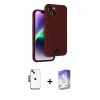 MARSİLYAN™- iPhone 14 Kılıf Vadi Çizgi Prime - Siyah Bilvis 5in1 3D Magic Cam Ekran Koruyucu + Shine Kamera Lens - SH