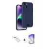MARSİLYAN™- iPhone 14 Kılıf Vadi Çizgi Prime - Siyah Bilvis 5in1 3D Magic Cam Ekran Koruyucu + Diamond Kamera Lens - YL