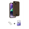 MARSİLYAN™- iPhone 14 Kılıf Vadi Çizgi Prime - Siyah Bilvis 5in1 5D Magic Hayalet Cam Ekran Koruyucu + Diamond Kamera Lens - KI