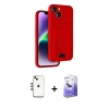 MARSİLYAN™- iPhone 14 Kılıf Vadi Çizgi Prime - Siyah Bilvis 5in1 5D Magic Hayalet Cam Ekran Koruyucu + Shine Kamera Lens - GD
