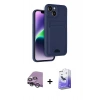 MARSİLYAN™- iPhone 14 Kılıf Vadi Çizgi Prime - Siyah Bilvis 5in1 5D Magic Hayalet Cam Ekran Koruyucu + Raze Metal Kamera Lens - GS