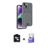 MARSİLYAN™- iPhone 14 Kılıf Vadi Çizgi Prime - Siyah Bilvis 5in1 5D Magic Hayalet Cam Ekran Koruyucu + PVD Metal Kamera Lens - MI