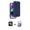 MARSİLYAN™- iPhone 14 Kılıf Vadi Çizgi Prime - Siyah Bilvis 5in1 5D Magic Hayalet Cam Ekran Koruyucu + PVD Metal Kamera Lens - PE