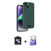 MARSİLYAN™- iPhone 14 Kılıf Vadi Çizgi Prime - Siyah Bilvis 5in1 5D Magic Hayalet Cam Ekran Koruyucu + PVD Metal Kamera Lens - SH