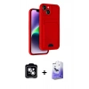 MARSİLYAN™- iPhone 14 Kılıf Vadi Çizgi Prime - Siyah Bilvis 5in1 5D Magic Hayalet Cam Ekran Koruyucu + PVD Metal Kamera Lens - GS