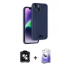 MARSİLYAN™- iPhone 14 Kılıf Vadi Çizgi Prime - Siyah Bilvis 5in1 5D Magic Hayalet Cam Ekran Koruyucu + PVD Metal Kamera Lens - GS