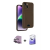 MARSİLYAN™- iPhone 14 Kılıf Vadi Çizgi Prime - Siyah Bilvis 5in1 5D Magic Hayalet Cam Ekran Koruyucu + Raze Metal Kamera Lens - MR