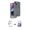 MARSİLYAN™- iPhone 14 Kılıf Vadi Çizgi Prime - Siyah Bilvis 5in1 5D Magic Hayalet Cam Ekran Koruyucu + Shine Kamera Lens - SH