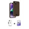 MARSİLYAN™- iPhone 14 Kılıf Vadi Çizgi Prime - Siyah Bilvis 5in1 5D Magic Hayalet Cam Ekran Koruyucu + Shine Kamera Lens - SH