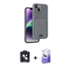 MARSİLYAN™- iPhone 14 Kılıf Vadi Çizgi Prime - Siyah Bilvis 5in1 5D Magic Hayalet Cam Ekran Koruyucu + PVD Metal Kamera Lens - SH