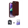 MARSİLYAN™- iPhone 14 Kılıf Vadi Çizgi Prime - Siyah Bilvis 5in1 5D Magic Hayalet Cam Ekran Koruyucu + PVD Metal Kamera Lens - SH