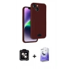 MARSİLYAN™- iPhone 14 Kılıf Vadi Çizgi Prime - Siyah Bilvis 5in1 5D Magic Hayalet Cam Ekran Koruyucu + Turuncu PVD Metal Kamera Lens