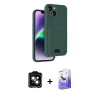 MARSİLYAN™- iPhone 14 Kılıf Vadi Çizgi Prime - Siyah Bilvis 5in1 5D Magic Hayalet Cam Ekran Koruyucu + Turuncu PVD Metal Kamera Lens