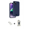 MARSİLYAN™- iPhone 14 Kılıf Vadi Çizgi Prime - Siyah Bilvis Hayalet Cam Ekran Koruyucu + Diamond Kamera Lens - YL